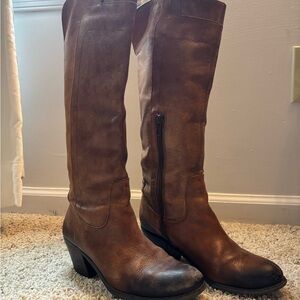Brown Leather Knee-High Women's Riding Boots